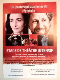 Stage de théâtre Du jeu masqué aux textes du répertoire. Du 17 au 21 juillet 2017 à SAINT GILDAS DES BOIS. Loire-Atlantique.  09H30